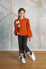 Jean Set with Bow Orange Color