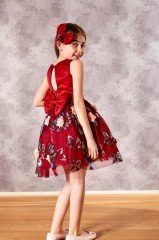 Deep Red Dress with Flowers