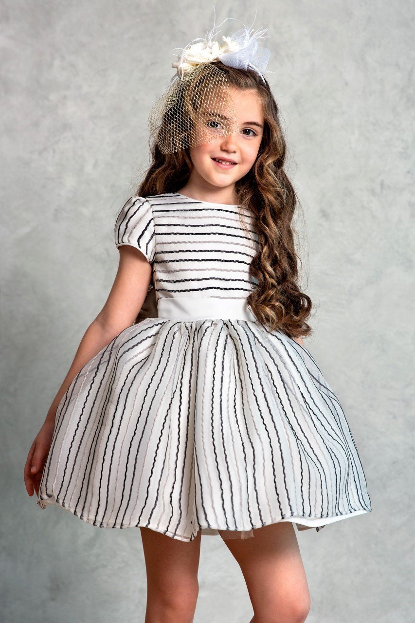 White Color Striped Dress