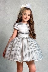 White Color Striped Dress