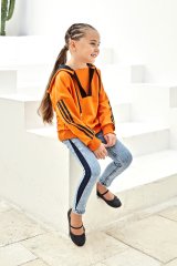 Casual Collection Jeans with Hoodie Orange Color