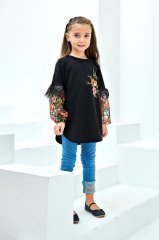 Casual Collection Set with Long Blouse Black Color