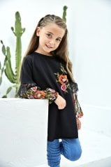 Casual Collection Set with Long Blouse Black Color