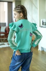 Two-piece Set With Butterflies Green Color