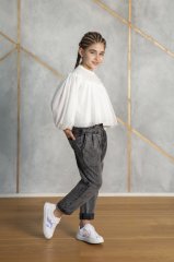 Two Piece Set White Color with High Wasted Jeans