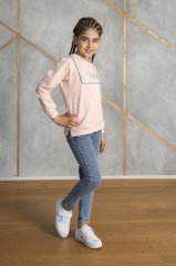 Two Piece Casual Set with Skinny Jeans Pink Color