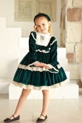 Dark Green Velvet Dress Madame Berra