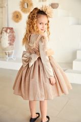 Gold Velvet Dress with flowers