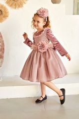 Pink Velvet Dress with flowers