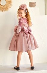 Pink Velvet Dress with flowers