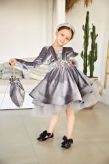 Special Model Velvet Dress Gray Color