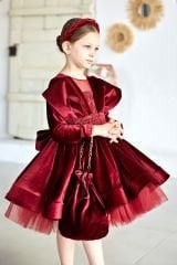Special Model Velvet Dress Bordo Color