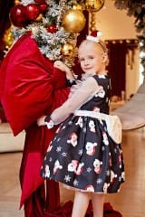 Christmas Dress with Hair Accessory Black Color
