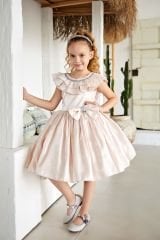 Fluffy Brocade Dress Light Pink Color
