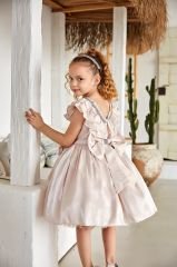Fluffy Brocade Dress Light Pink Color