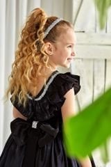 Fluffy Brocade Dress Black Color