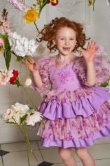 Summer Fluffy Dress For Girls Purple Color