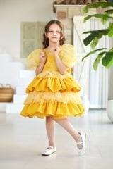 Summer Fluffy Dress For Girls Yellow Color