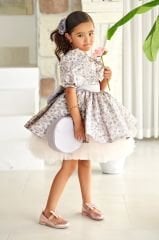 Puffy Summer Jacquard Dress Light Purple Color