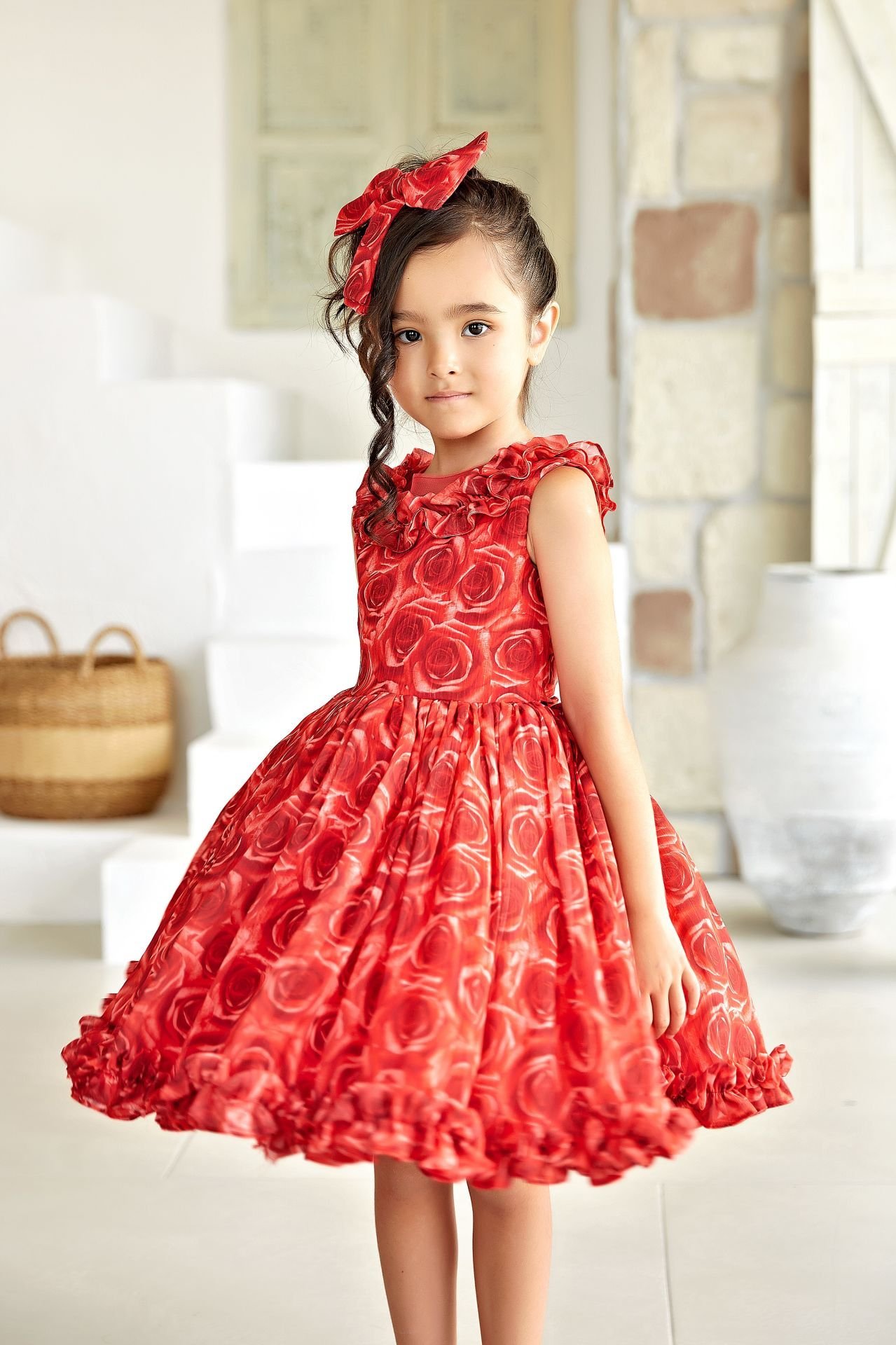 Chiffon Summer Sleeveless Dress Red Color