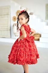 Chiffon Summer Sleeveless Dress Red Color