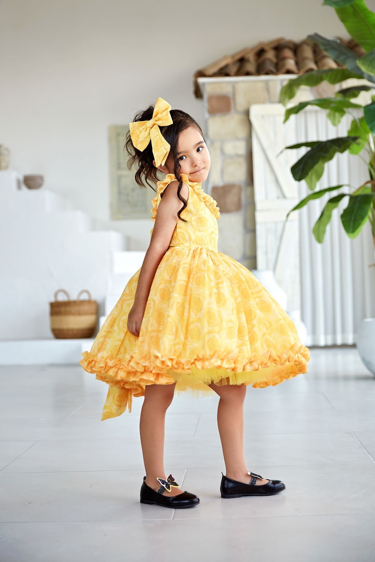 Chiffon Summer Sleeveless Dress Yellow Color