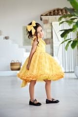Chiffon Summer Sleeveless Dress Yellow Color