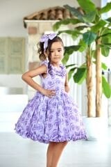 Chiffon Summer Sleeveless Dress Purple Color