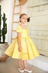 Satin Ball Dress Yellow Color