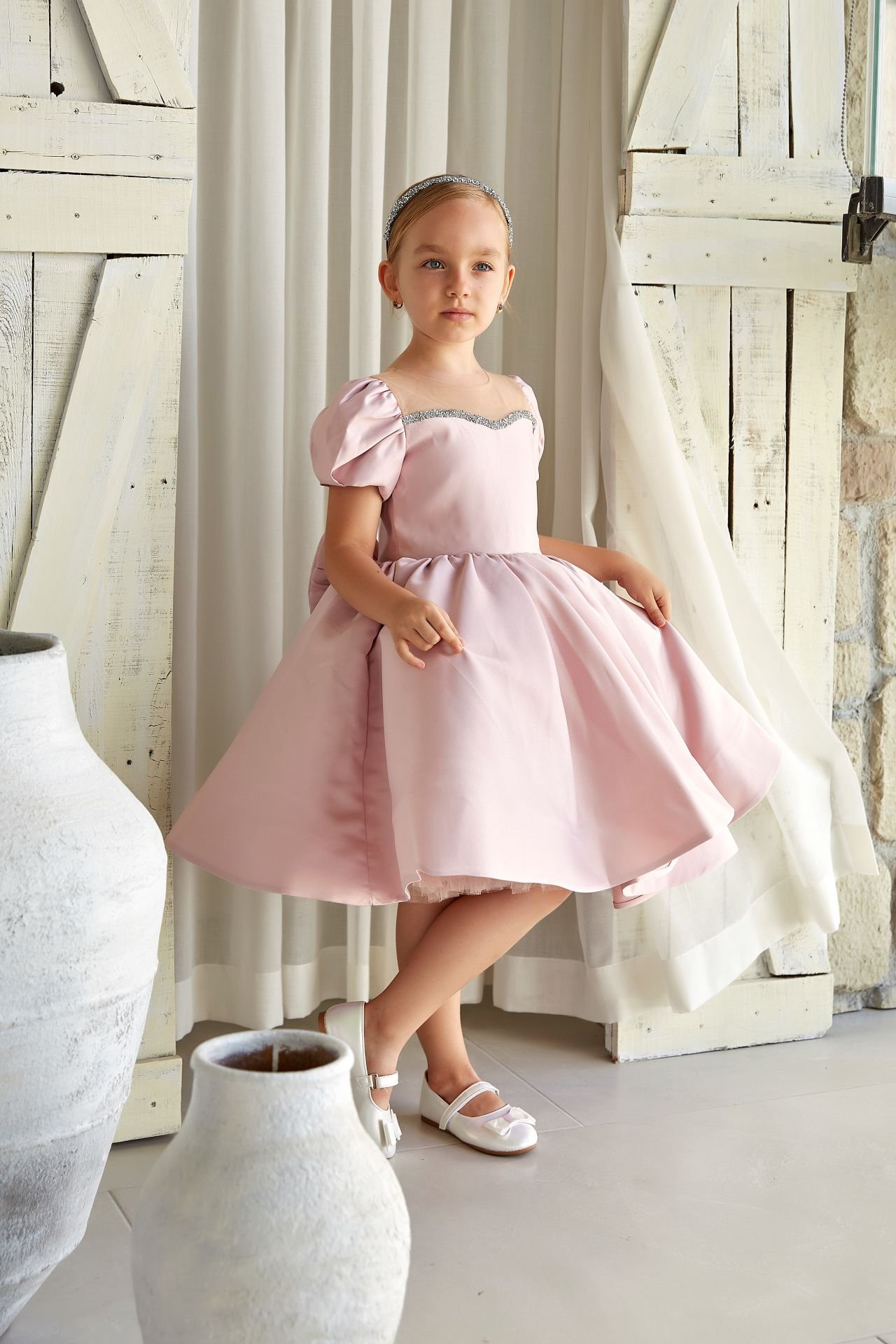 Satin Ball Dress Light Pink Color