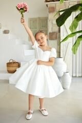 Satin Ball Dress White Color