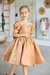 Satin Ball Dress Light Brown Color