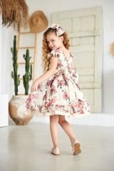 Fluffy Summer Dress with Red Flowers