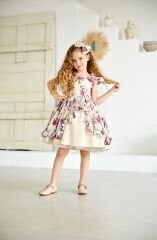Fluffy Summer Dress with Purple Flowers