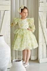 Polka Dot Mesh Dress Yellow Color