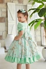 Floral Print Summer Dress Green Color