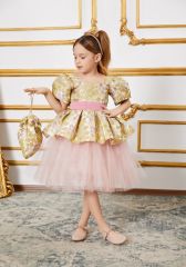 Summer Party Dress For Girls Yellow Color