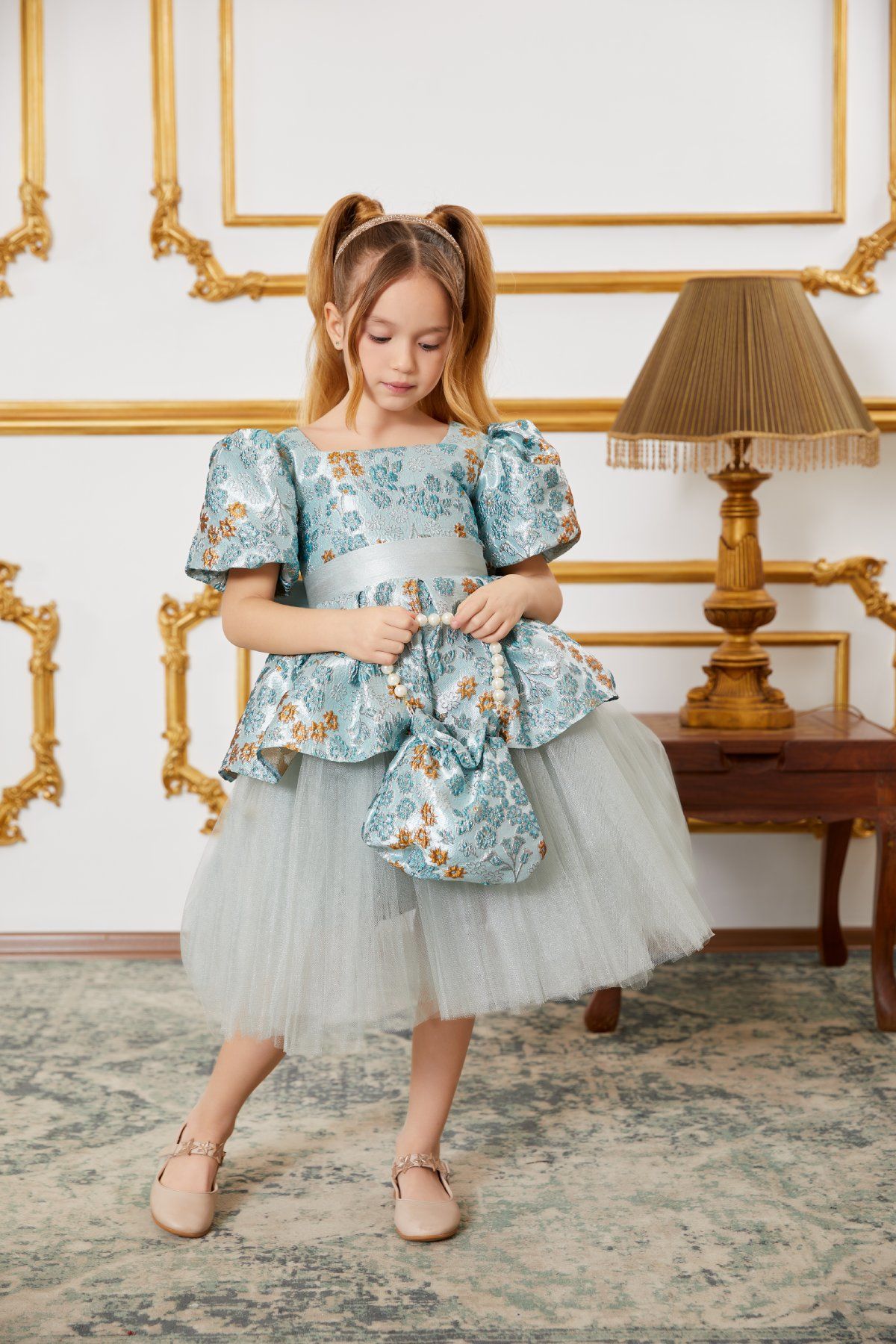 Summer Party Dress For Girls Green  Color