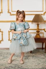Summer Party Dress For Girls Green  Color