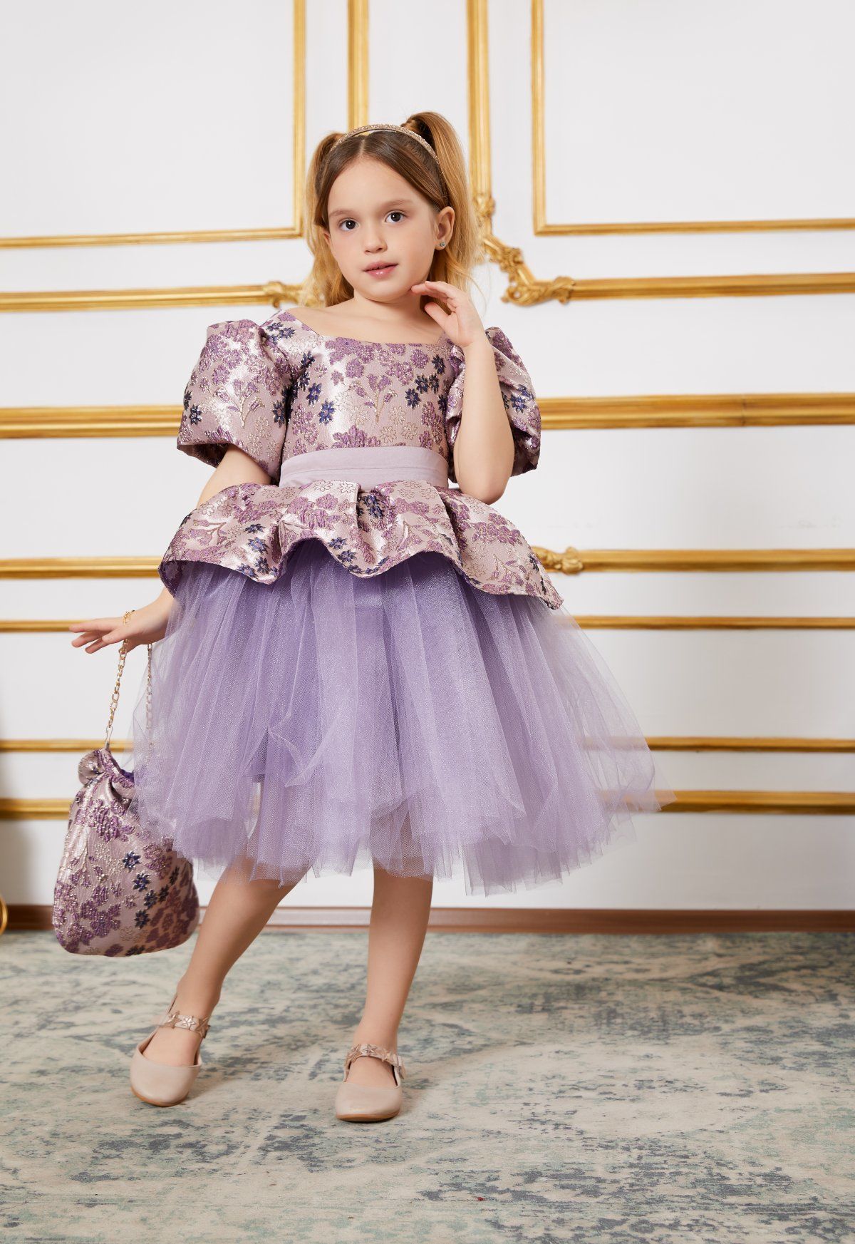 Summer Party Dress For Girls Purple Color