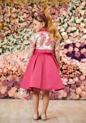 Long Sleeve Dress with Bolero Fuchsia Color