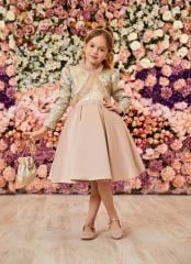 Long Sleeve Dress with Bolero Bej Color