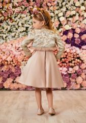 Long Sleeve Dress with Bolero Bej Color