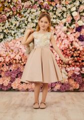 Long Sleeve Dress with Bolero Bej Color