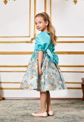 Special Design Dress for Girls Bright Blue Color