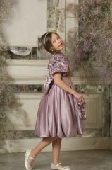 New Design Dress Purple Color With Handbag and Hair Accessory