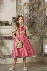 New Design Dress Pink Color With Handbag and Hair Accessory