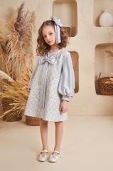 Elegant Straight Dress For Girls Light Gray Color
