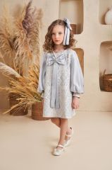 Elegant Straight Dress For Girls Light Gray Color