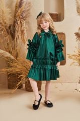 Straight Baby Dress With Hair Accessory Green Color